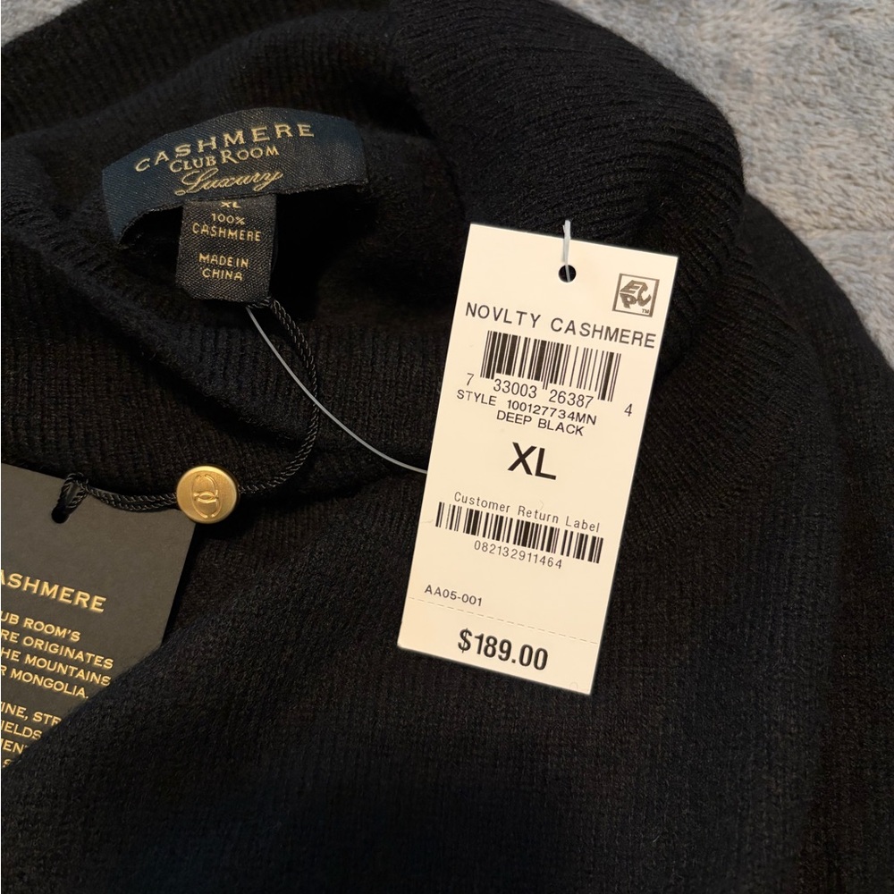 Club Room Men's Cashmere Black Turtleneck Sweater NWT - Picture 3 of 3